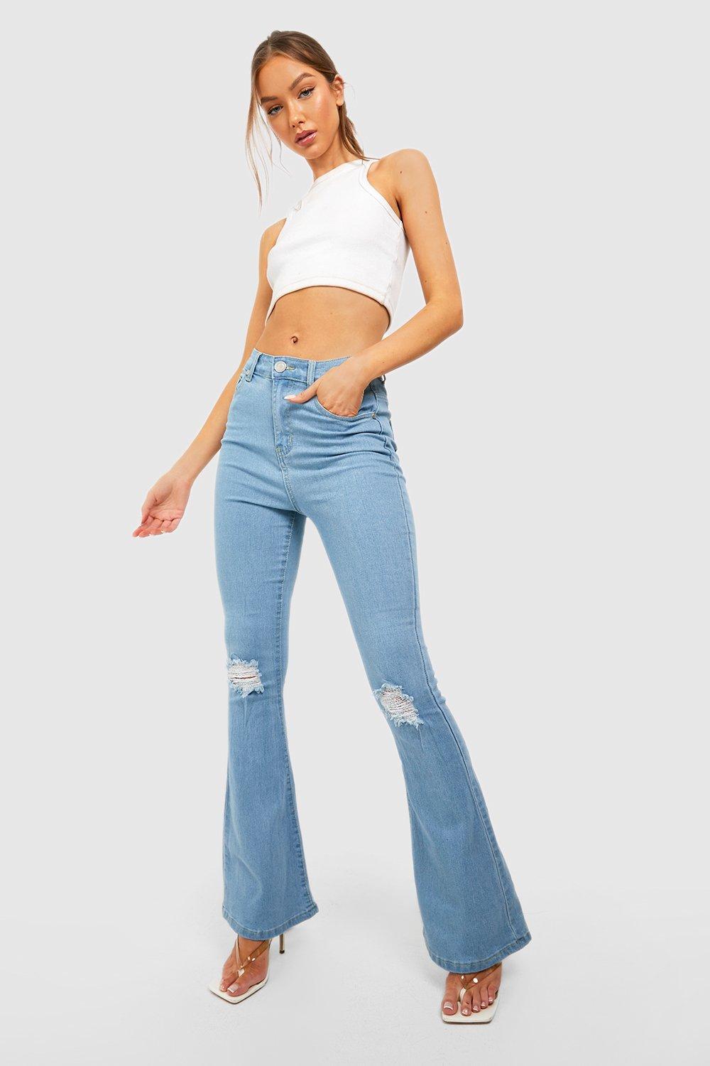 Light wash high sales waisted flare jeans